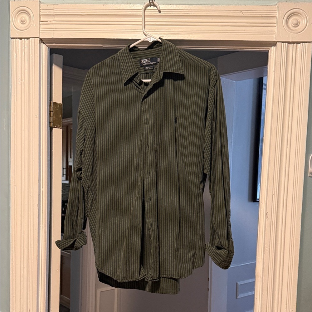 Ralph Lauren Men's Dark Green Striped Shirt